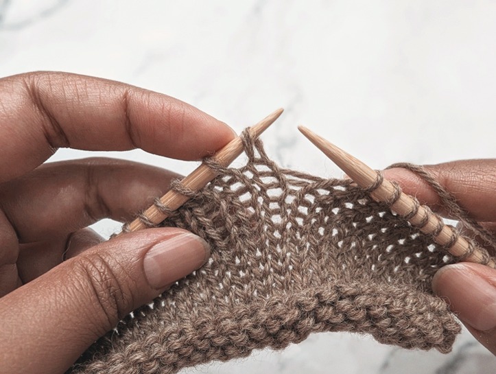 improper orientation of a stitch in knitting